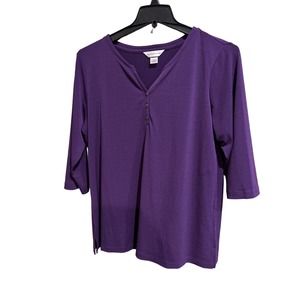 Christopher Banks Women’s Purple Top Blouse 3/4 Sleeve Size Large